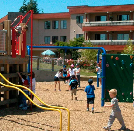 Steveston Community Park - northwest facing view of playground
